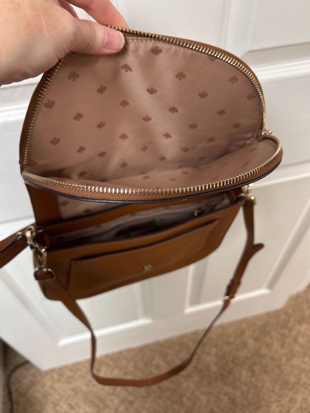 EUC Kate Spade Brown Crossbody Handbag with zippered flap - Picture 4 of 5